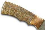 Damascus Steel Knife w/ Fossil Dinosaur Bone (Gembone) Inlays #370840-3